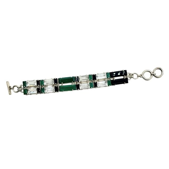 Nicky Butler Deco Toggle Bracelet Green Chalcedony .925 Sterling Silver New - Picture 3 of 14